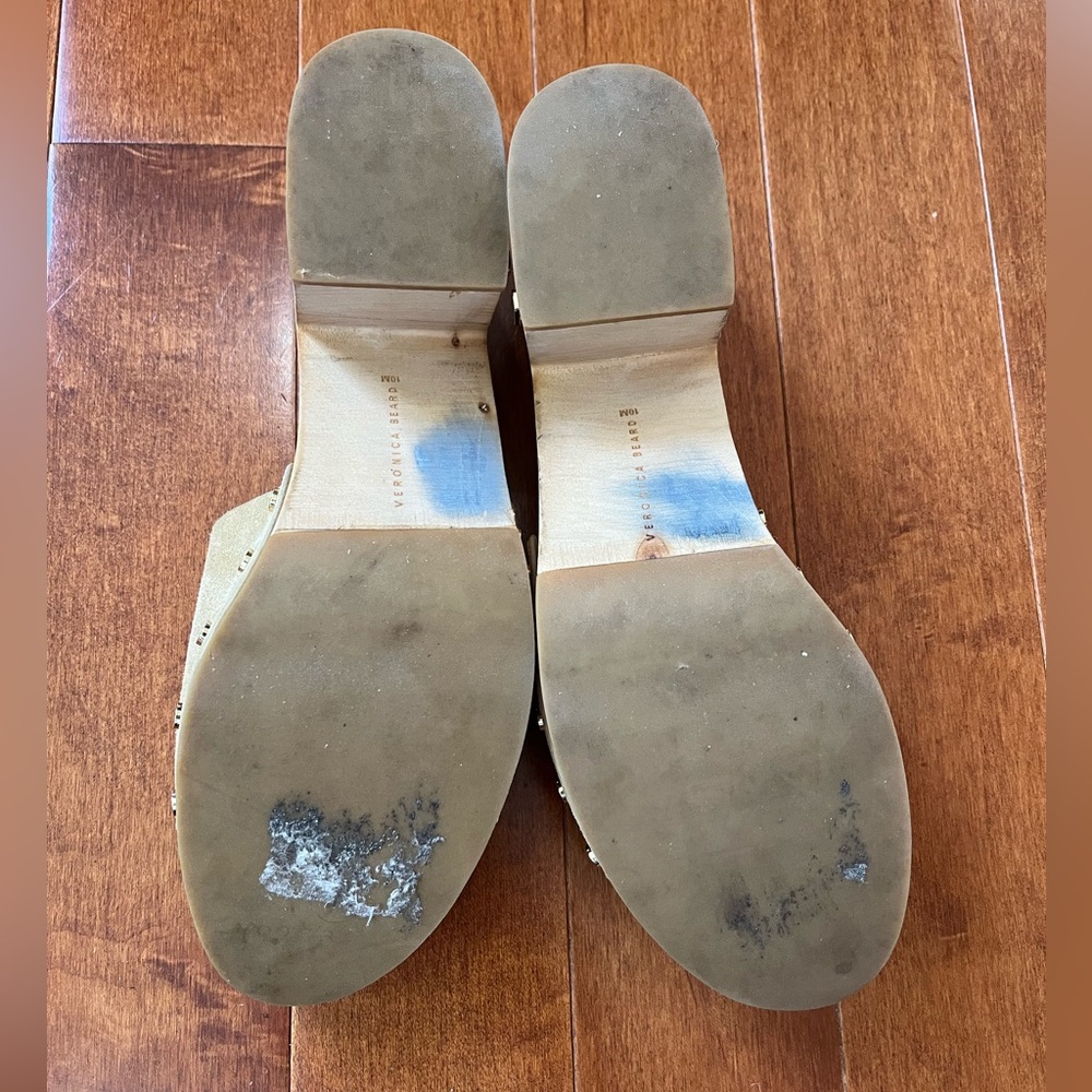Veronica Beard Tan Desert Calfskin Suede Hannalee Clog Sandals Shoes Sz. 10 - Picture 6 of 9